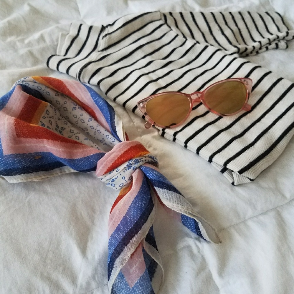 Brandy Melville Short Sleeve Striped Turleneck Tee